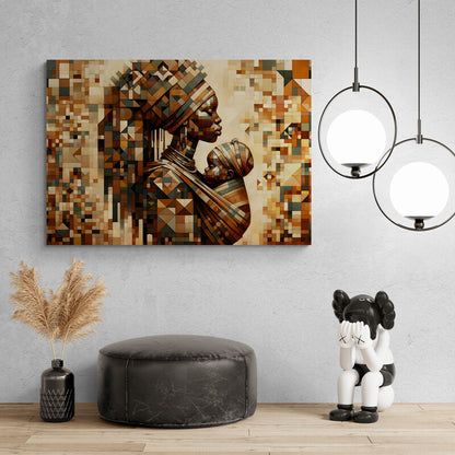 Motherhood in Cubism: African Wall Art - canvas