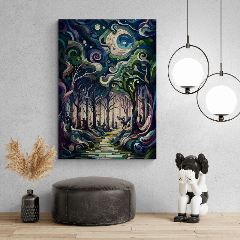 Twilight Enchantment: Cubist Wall Art - canvas