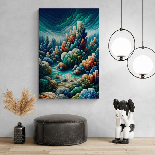 Underwater Wonders: Cubist Wall Art - canvas