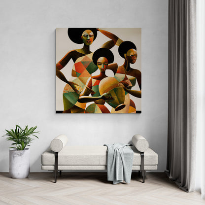 Harmony of Heritage: Cubist Wall Art - canvas