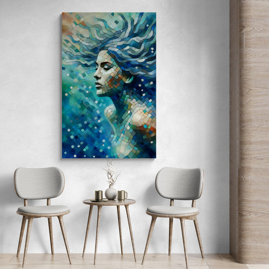 Submerged Serenity: Cubist Wall Art - canvas