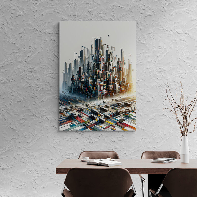 Urban Mystery: A Cubist Cityscape - canvas