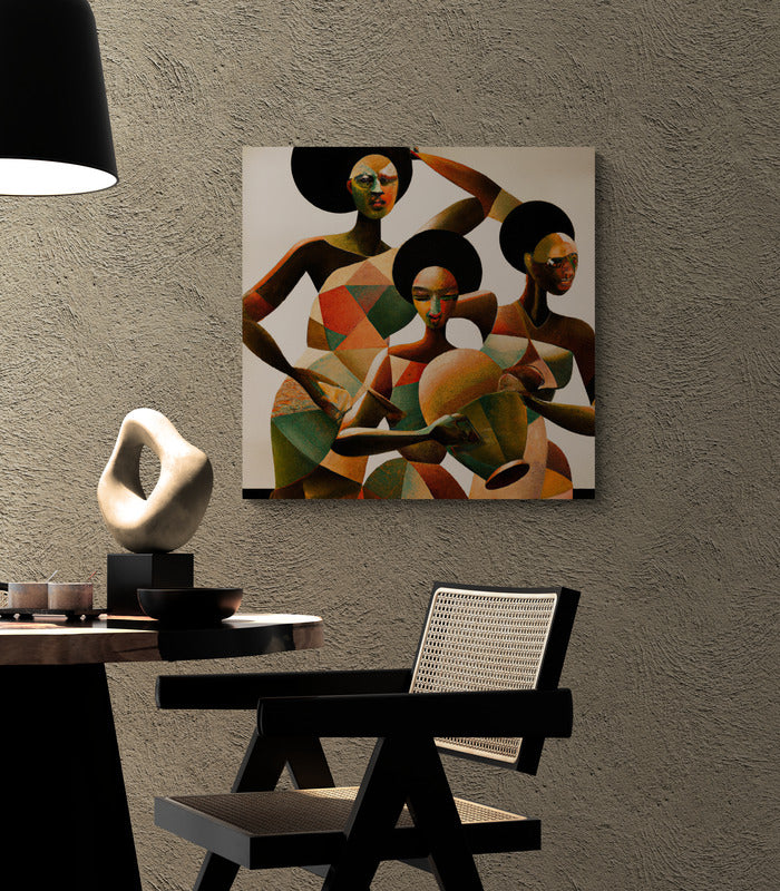 Harmony of Heritage: Cubist Wall Art - canvas