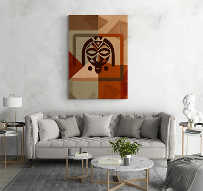 African mask: Cubist Wall Art - canvas