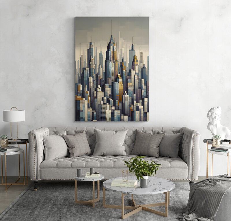 Urban Elegance: A Cubist Cityscape - canvas