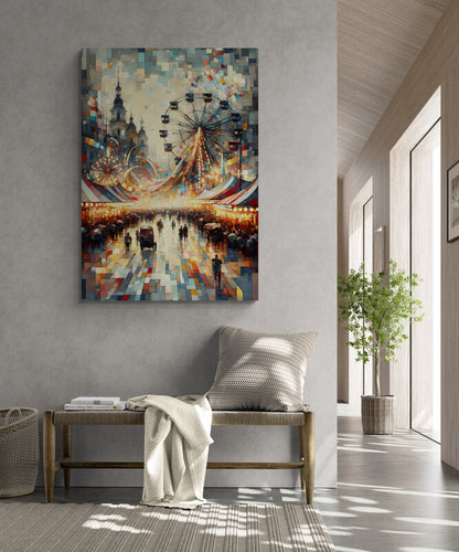 Electric Carnival: Cubist Wall Art - canvas