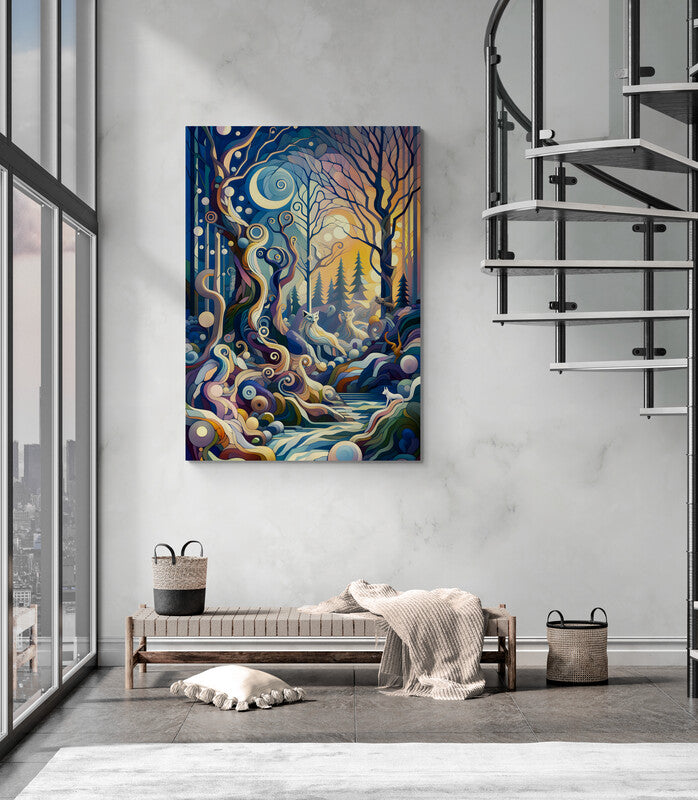 Mystic Journey: Cubist Forestscape - canvas