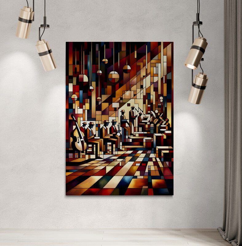 Night Jazz: Cubist Wall Art Print - canvas