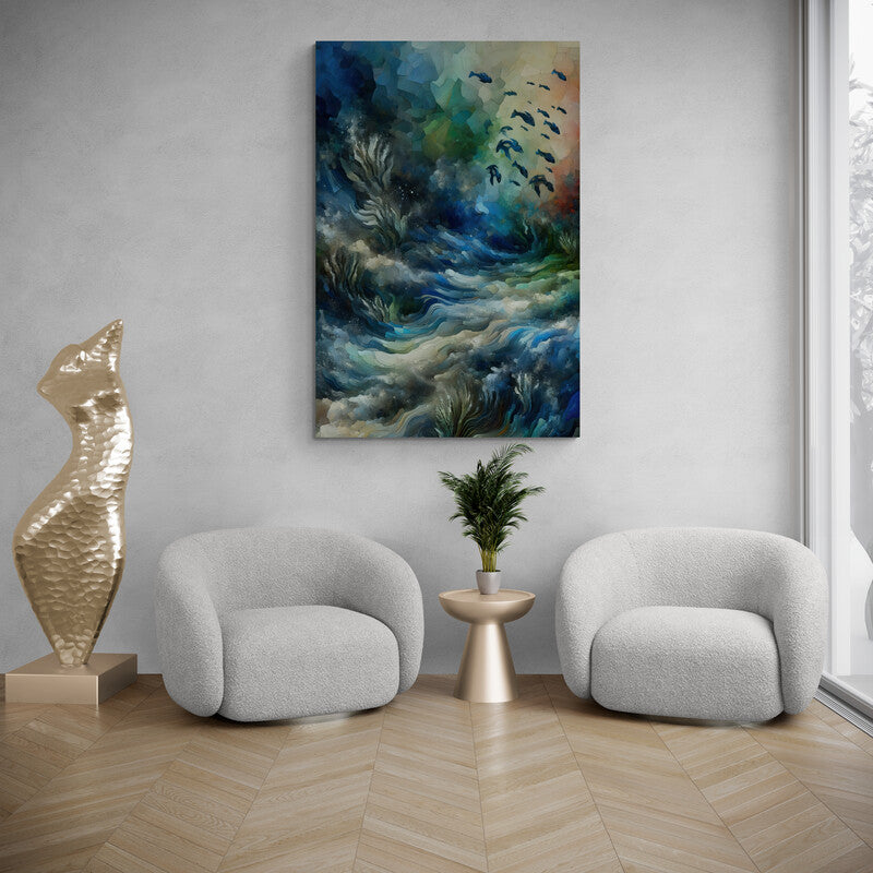 Fluid Depths: Abstract Cubist Wall Art - canvas