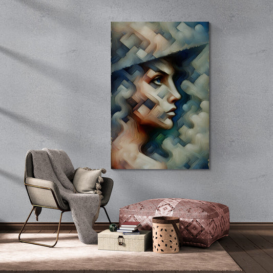 Cubist Faces: Wall Art Print - canvas