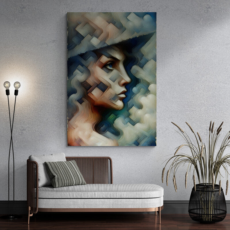 Cubist Faces: Wall Art Print - canvas