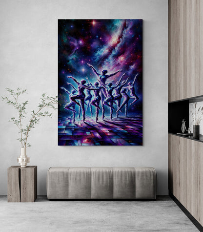 Dancing Cosmic Cubist Wall Art- canvas