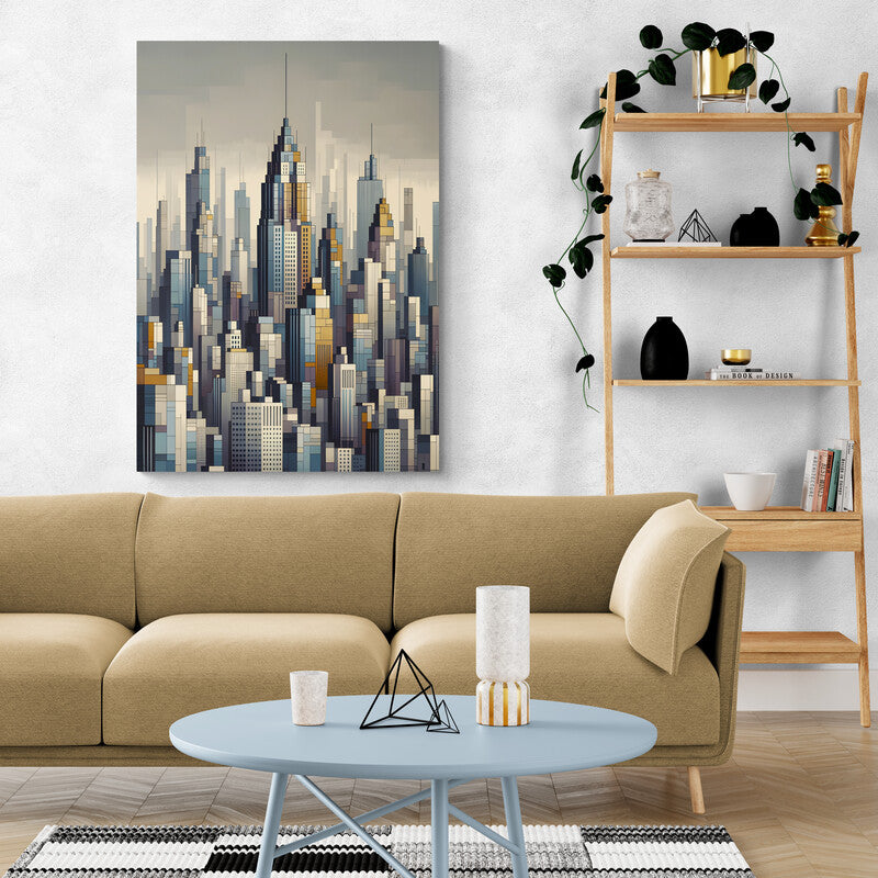 Urban Elegance: A Cubist Cityscape - canvas