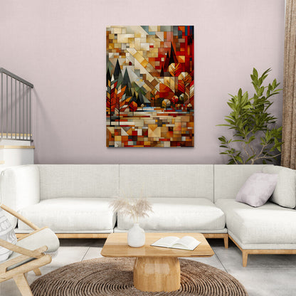 Autumn Poetry: Cubist Wall Art Print - canvas