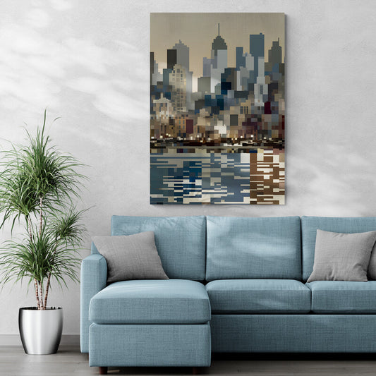 Urban Symphony: Cubist Wall Art Print - canvas