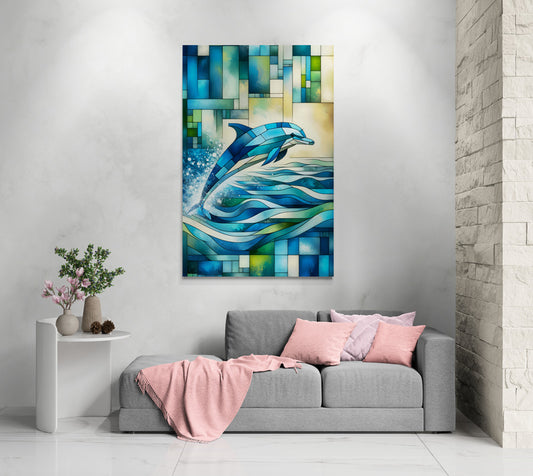 Vibrant Dolphin Wall Art Canvas Print