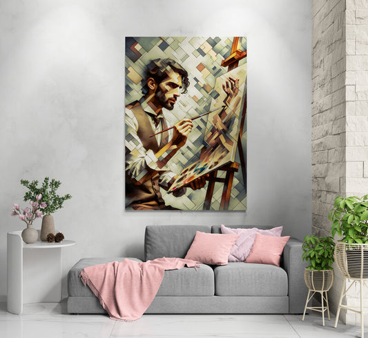 Cubist Artistry: Wall Art Potrait - canvas