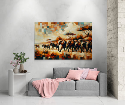 Elegant Elephant Herd Canvas Print