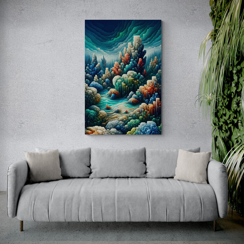 Underwater Wonders: Cubist Wall Art - canvas