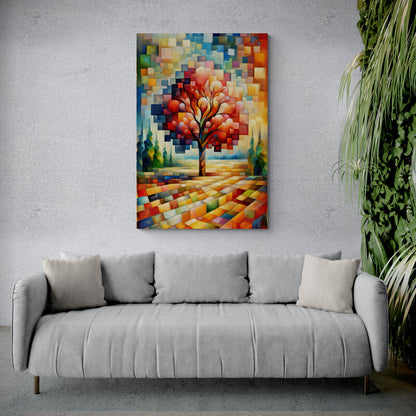 Cubist Tree: Nature Wall Art - canvas