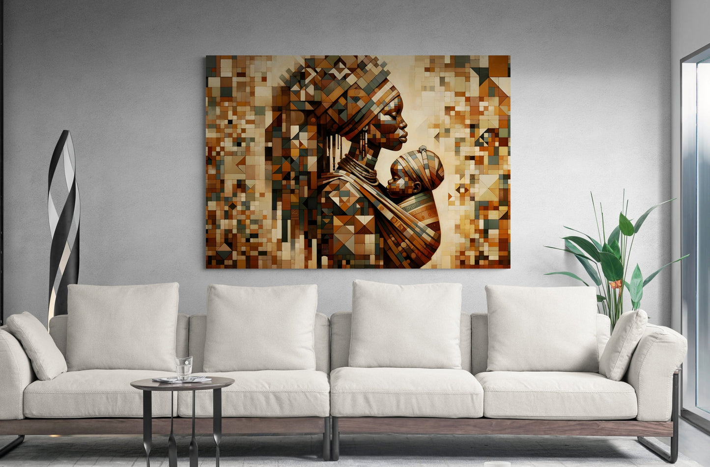 Motherhood in Cubism: African Wall Art - canvas