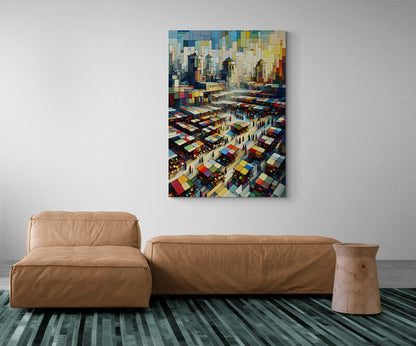 Marketplace Abstraction: Cubist Wall Art - canvas