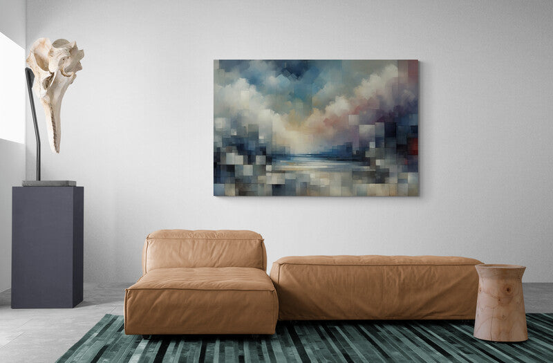 Serene Reverie: Abstract Cubist Wall Art - canvas