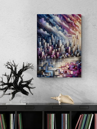 Cityscape Harmony: Cubist Wall Art Print - canvas