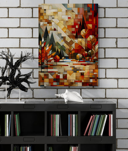 Autumn Poetry: Cubist Wall Art Print - canvas