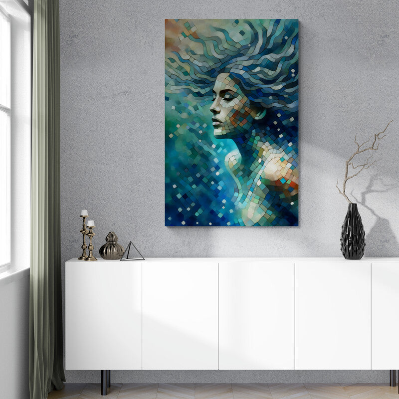 Submerged Serenity: Cubist Wall Art - canvas