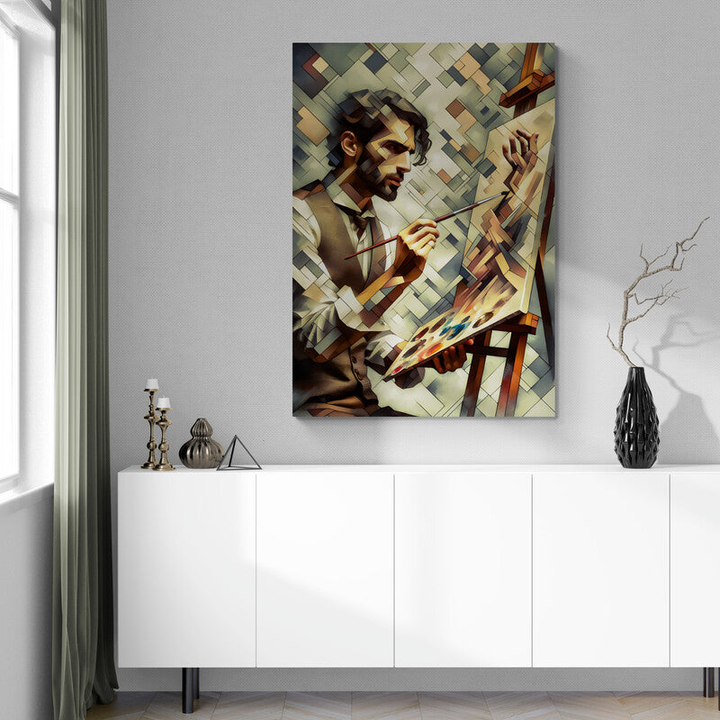 Cubist Artistry: Wall Art Potrait - canvas