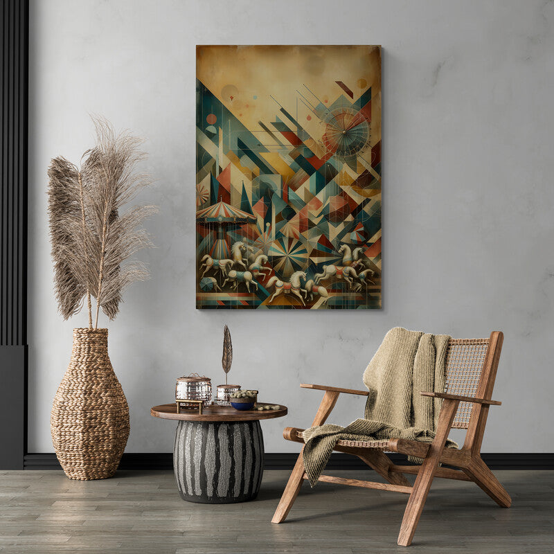 Carnival Chaos: A Vintage-Inspired Cubist Piece - canvas