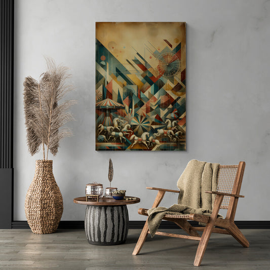 Carnival Chaos: A Vintage-Inspired Cubist Piece - canvas