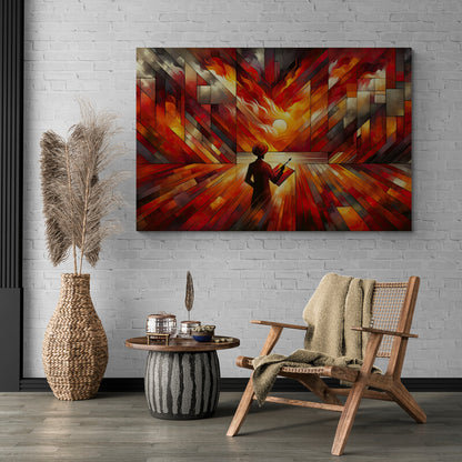 Fiery Intensity: A Cubist Masterpiece - canvas