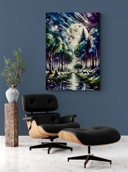 Mystical Forest: Cubist Enchantment - canvas