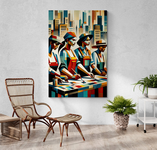 Empowered Women: Urban Cubist Wall Art - canvas