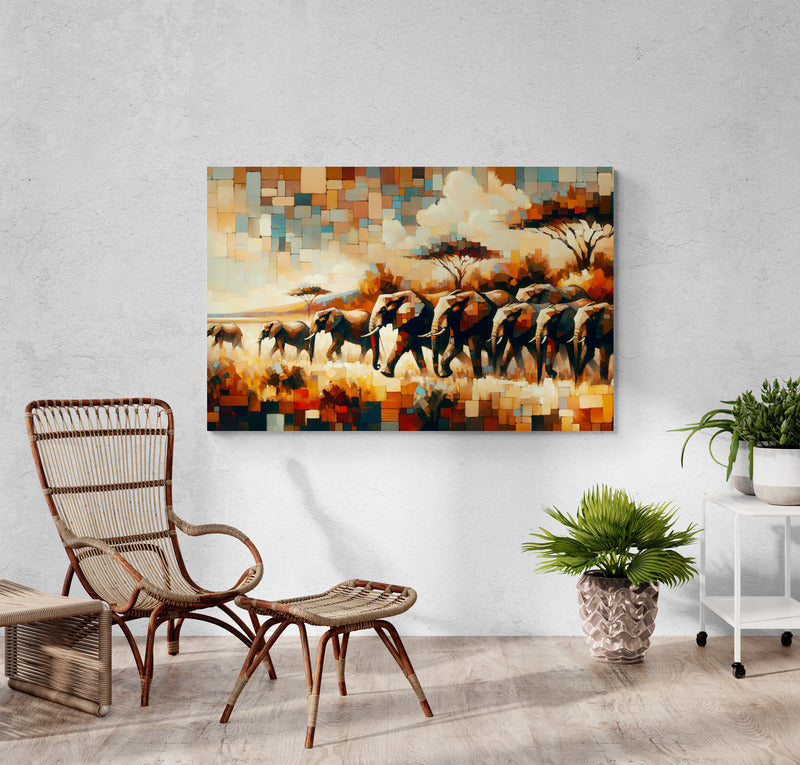 Elegant Elephant Herd Canvas Print