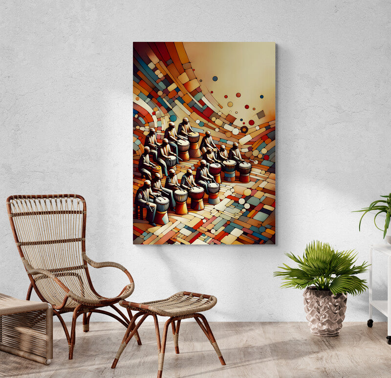 African Drumming Energy: Wall Art Print - canvas