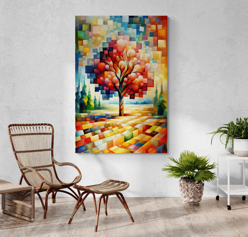 Cubist Tree: Nature Wall Art - canvas