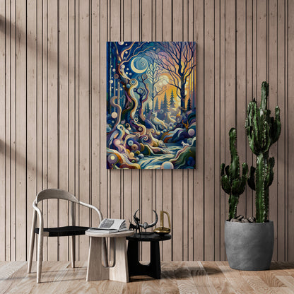 Mystic Journey: Cubist Forestscape - canvas