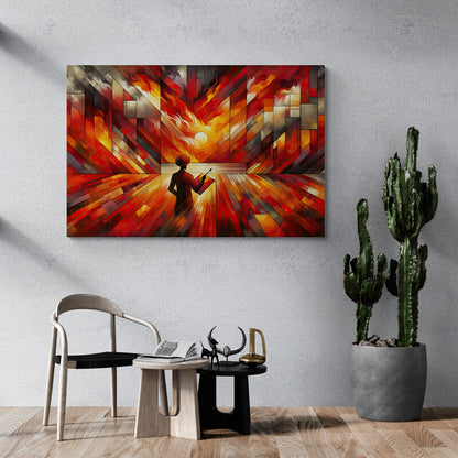 Fiery Intensity: A Cubist Masterpiece - canvas