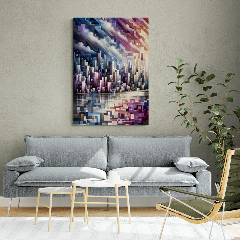 Cityscape Harmony: Cubist Wall Art Print - canvas